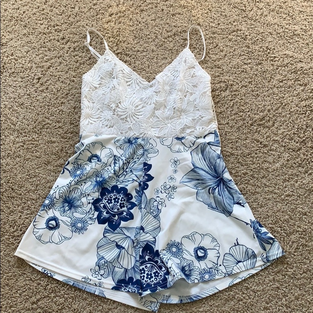 Floral tank top romper